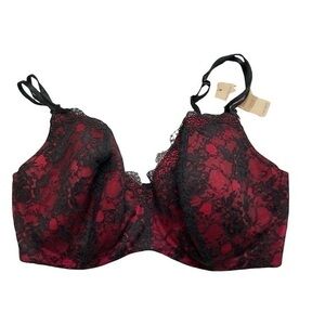 Cacique red black lace balconette bra nwt Valentine’s Day!!!